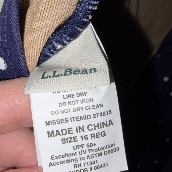 NWT LL Bean blue polka dot sun blocking swim suit dress size 16 - Picture 7 of 9